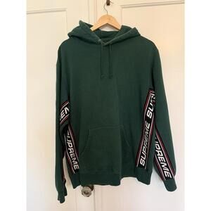 Supreme Text Rib Hooded Dark Green Hoodie Size Large